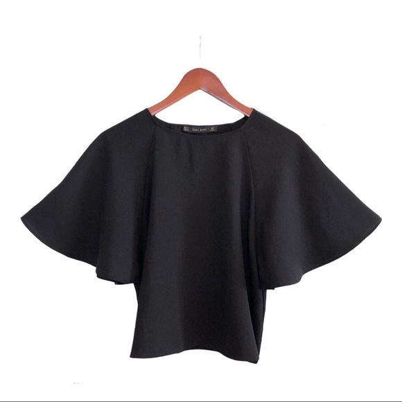 🌈 6/$60, Zara Batwing Sleeve Top, Black, Small - Picture 1 of 6